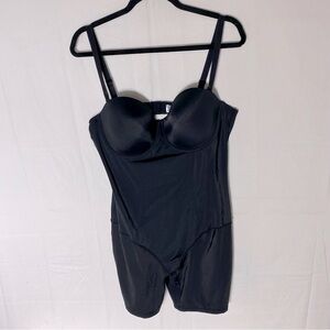 Women’s Black Satiny Stretchy Mid Thigh Shapewear 3XL